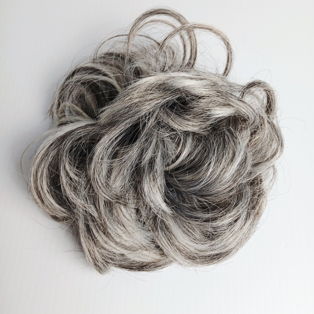 Gray Blonde Synthetic Hair Bun - Tousled Clip-On Updo